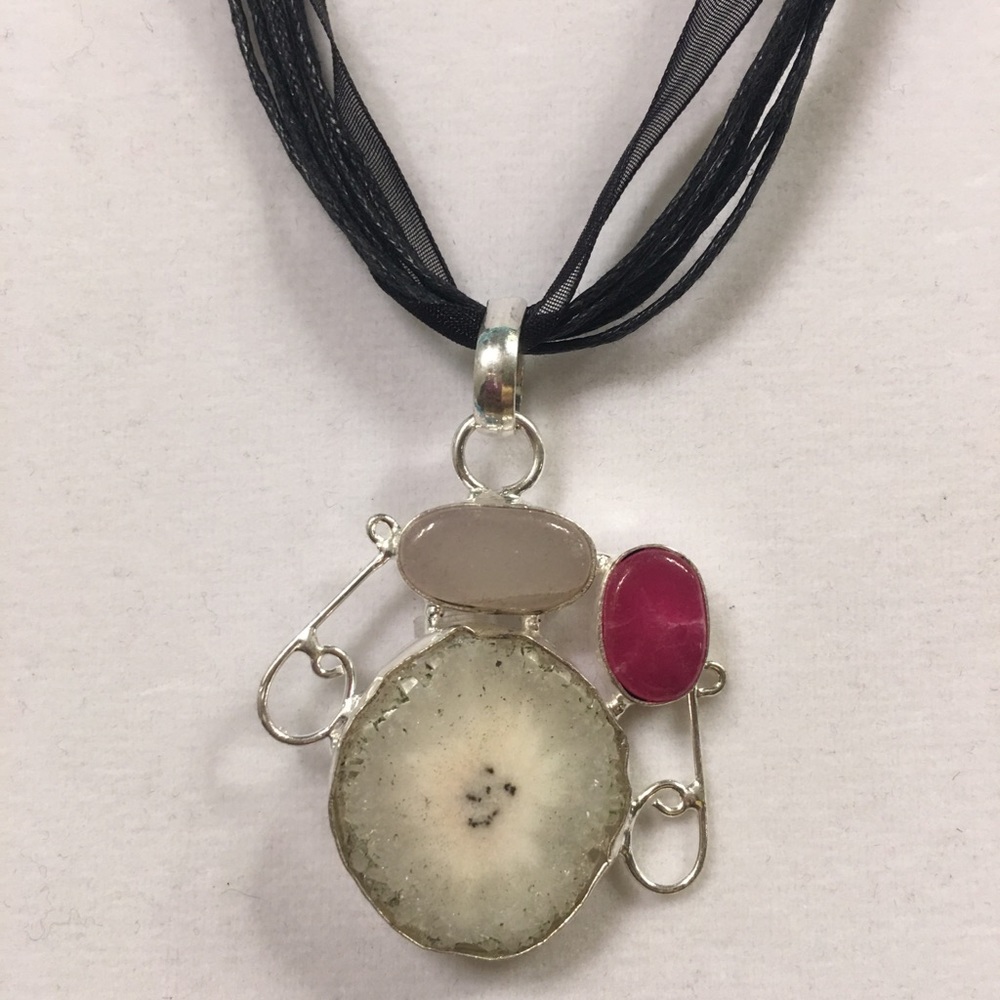 Beautiful White & Pink Stone Pendant